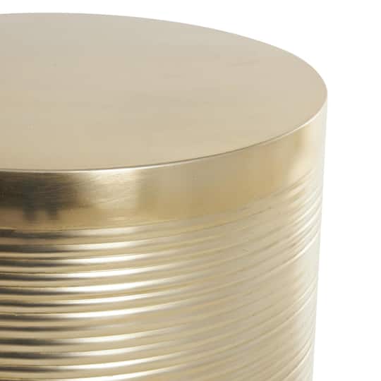 Gold Metal Metallic Ribbed Drum Accent Table Set
